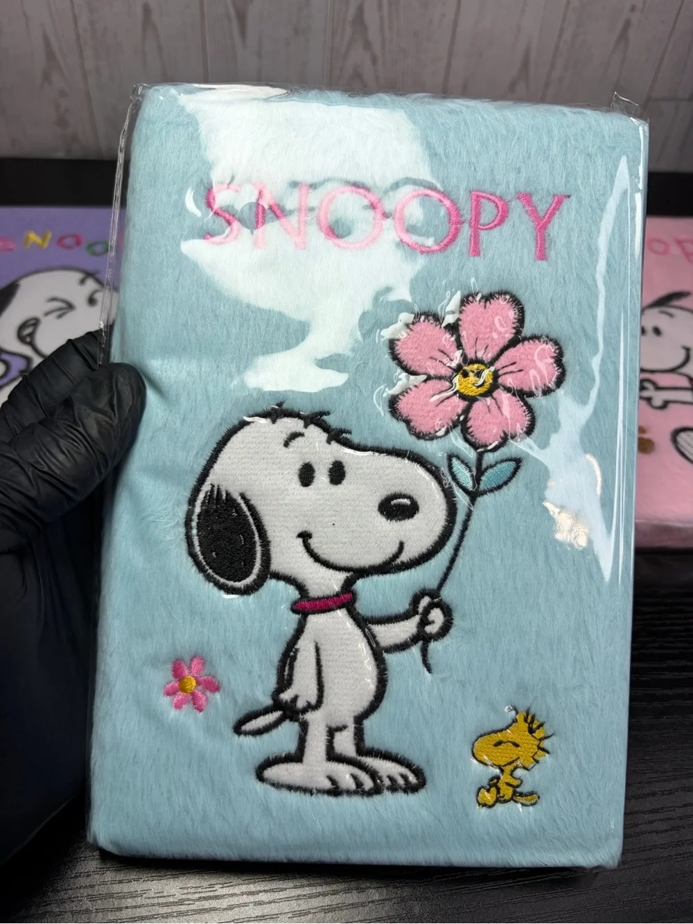 3pcs Snoopy Plush Journal/Notebook Trio - Lavender, Aqua & Pink